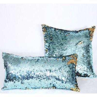 Pack coussins à paillettes réversibles -  Bleu ciel & doré