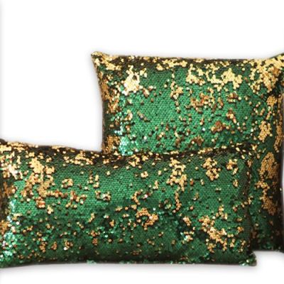 Pack Coussins à paillettes réversible - P PR - vert & doré