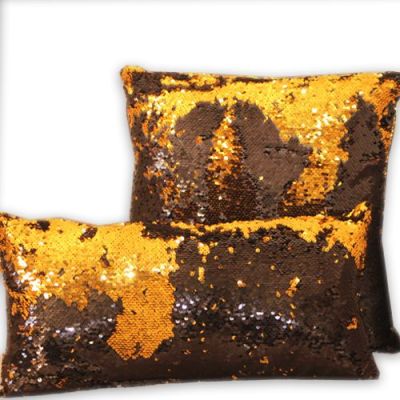 Pack Coussins à paillettes réversible - P PR - noir & doré