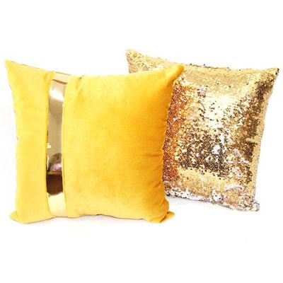 Pack Coussins décoratifs Jaune Bande & Doré