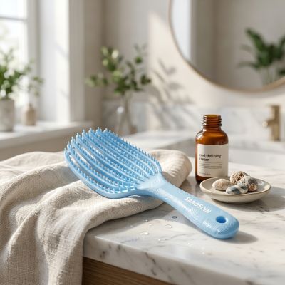 SANOSOIN Curly Brosse à Cheveux Démêlante Bleue