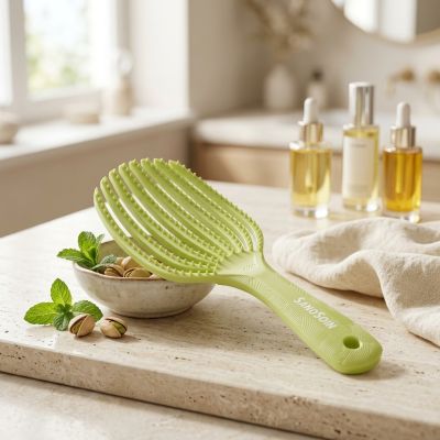 SANOSOIN Curly Brosse à Cheveux Démêlante Pistache