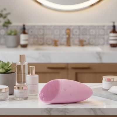 Brosse électrique visage - Silicone - Rose