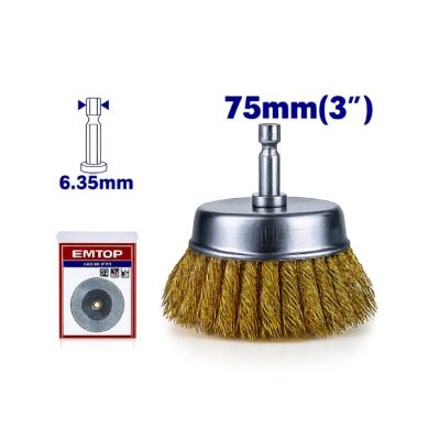 Brosse metalique avec tige ø75mm emtop  EWCB30751