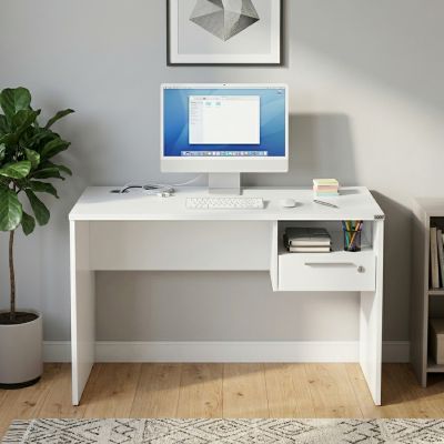 Bureau blanc avec tiroir - MDF stratifié - 120x75x60 cm