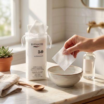Byphasse Disques de Coton Carrés - Douceur & Efficacité