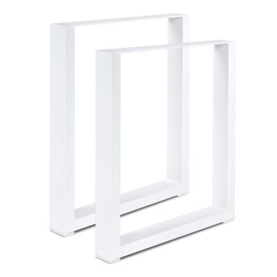 2 pièces Pieds de table carré - Acier Blanc - L x H(60 x 72) cm