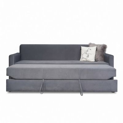 Canapé Convertible - 3 Places - Velours - Gris