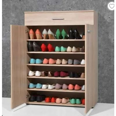 Armoire à chaussures chêne Sonoma - 2 portes & 1 tiroir - 70x35x120 cm