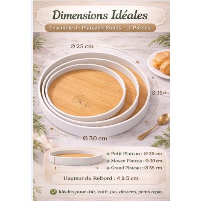 Ensemble élégant de 3 plateaux ronds