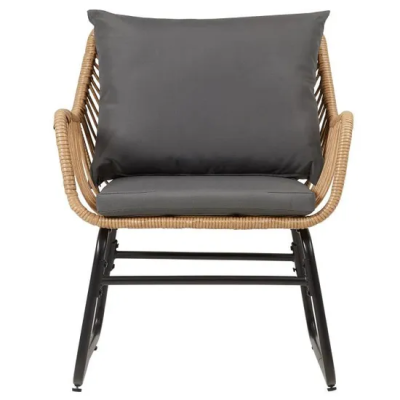 ESPACE HOME - fauteuil albedo 67 x 81 x 65 cm - acier noir & rotin