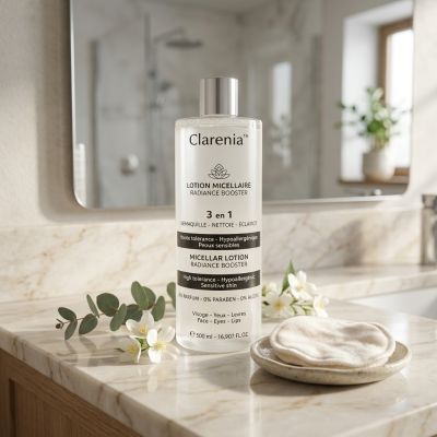 CLARENIA Eau Micellaire 3 en 1 Nettoyant Visage 500 ml