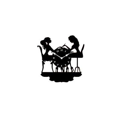 Horloge murale - Clock shape two girls