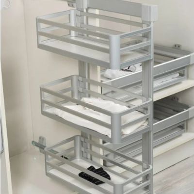 Colonne Porte-Vêtements - S-6271-G - Aluminium Gauche - 3 Paniers - 280x485x920 mm