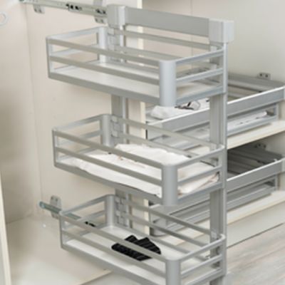 Colonne Porte Vêtements - S-6272-G - Aluminium - 3 Paniers Droite - 280x485x920 mm