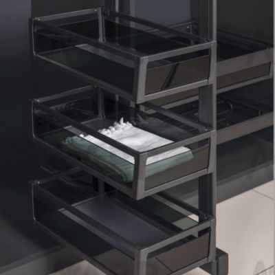 Colonne Porte Vêtements - S-6721-A - Aluminium Anthracite - 3 Paniers - 325x475x960 mm