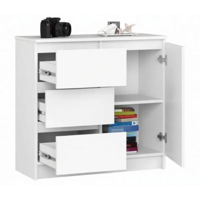 Commode 3 Tiroirs + 1 Porte - MDF stratifié – 110 cm