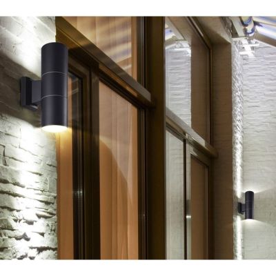 Applique exterieur noir cylindrique led 2*5w 3000k ip65