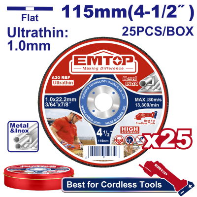 Jeu de 25 disques tronç 115mm emtop  EACD11011525