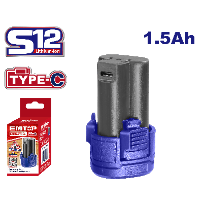 Batterie 12v 1,5 ah type-c  emtop  EBPK12153