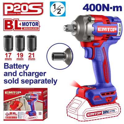 Cle a choc 20v brush 1/2"400nm emtop  ECIWL20401