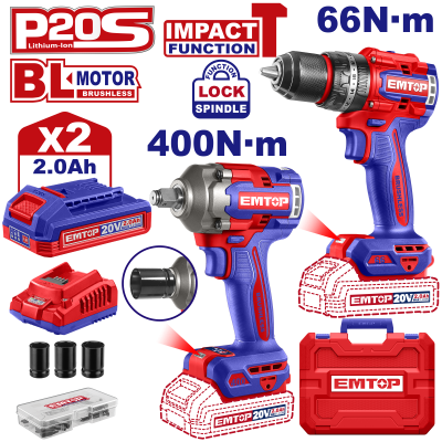 Kit Perceuse + Clé À Choc 400 2B2 Emtop Eckl20275