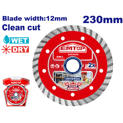 Disque diamant 230 l12 turbo emtop  EDDC032301