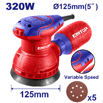 Ponceuse rotative 125mm 320w emtop  EFSR23206