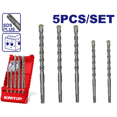Jeu de 5 meches a beton sds+ 6-16 emtop  EHDR12052