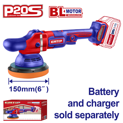 Ponceuse polisseuse 150mm 20v emtop  ELAP2015
