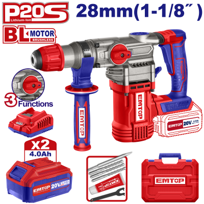 Perfo sds+20v 2b 4ah 28 brush+ac emtop  ELRH202882