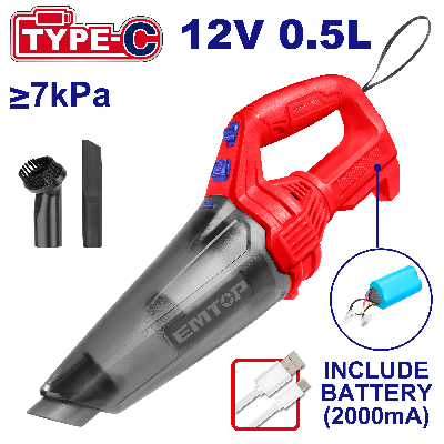 Aspirateur Portable 12V Type C Emtop Elvc2026