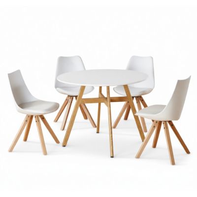 Ensemble table à manger – MDF Stratifié – 80 × 80 × 74 cm