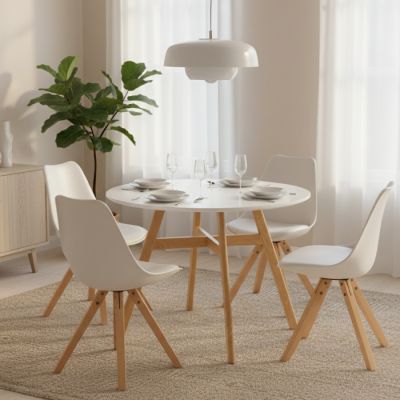 Ensemble table à manger – MDF Stratifié – 80 × 80 × 74 cm