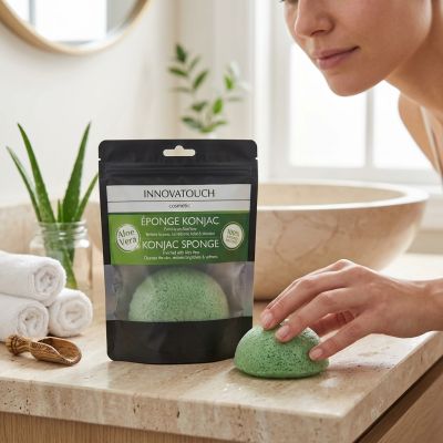 INNOVATOUCH Éponge Konjac Verte Nettoyage Visage Doux