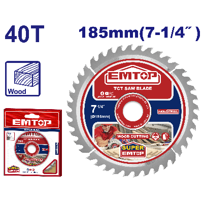 Disque bois scie circul 185 40t emtop  ETCT1185152