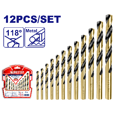 Jeu de 12 forets métal hss 2-8mm emtop  ETDBB11125