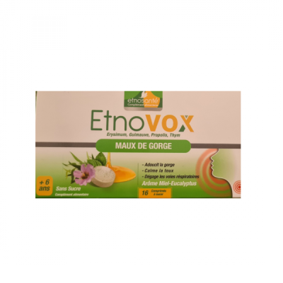 Comprimés ETNOVOX - Miel eucalyptus - 16 à sucer