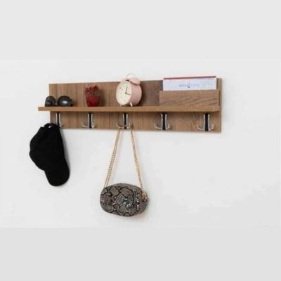 Porte-manteau mural stratifié effet bois (80x18x12)
