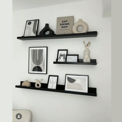 Trio d’étagères mini L Noir 2x(80x10x4) + (50x10x4)