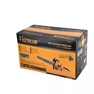 Scie à Chaîne Essence HOTECHE G840006 – 550mm (22"), 58cc, noir et jaune