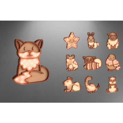 Veilleuses 3D en bois pour Enfants et Bébés – V2
