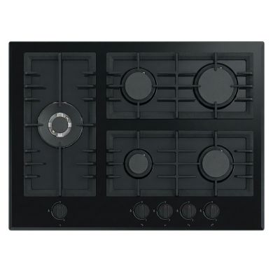 Plaque cuisson gaz - 70 cm - Noir - 5 brûleurs SABAF