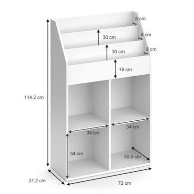 Bibliothèque Yannis - 72x31,2x114,2 cm MDF - Blanc