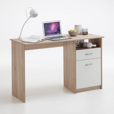 Bureau de chambre avec une armoire & un tiroir et une étagère mdf (particule) 123 x 50 x 76,5 cm Chêne et blanc
