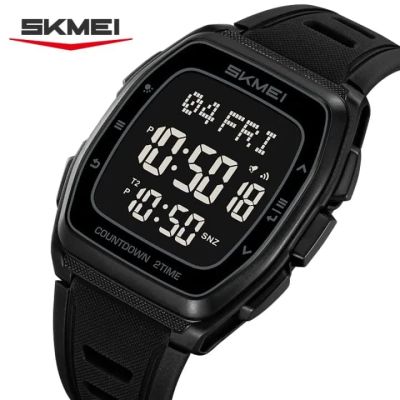 Montre chronographe sport pour homme SKMEI 2441 Double fuseau horaire, étanche, montre-bracelet multifonction numérique avec alarme - Noir intégral