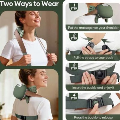 Masseur cervical épaules 4D électrique, massage pétrissage bionique, 3 niveaux intensité, appareil relaxation nuque et dos portable