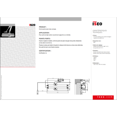 FERME PORTE IS20 F2/3 ARGENT ISEO 371100003