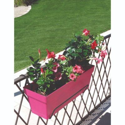 Lot de 2 Bac à Fleurs - Marron - 40x20x18cm avec support Balcon
