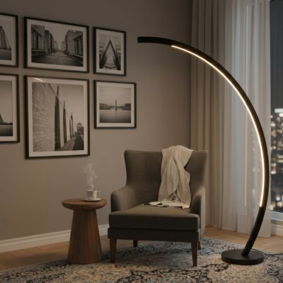 Lampadaire Arqué – 180 × 130 cm - Bois Massif